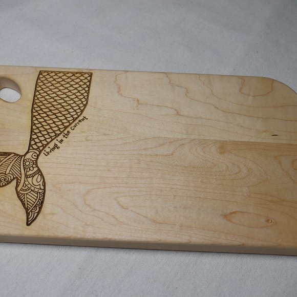 "Living in the Current" Mermaid Charcuterie Cutting Serving Board - Picture 6 of 10